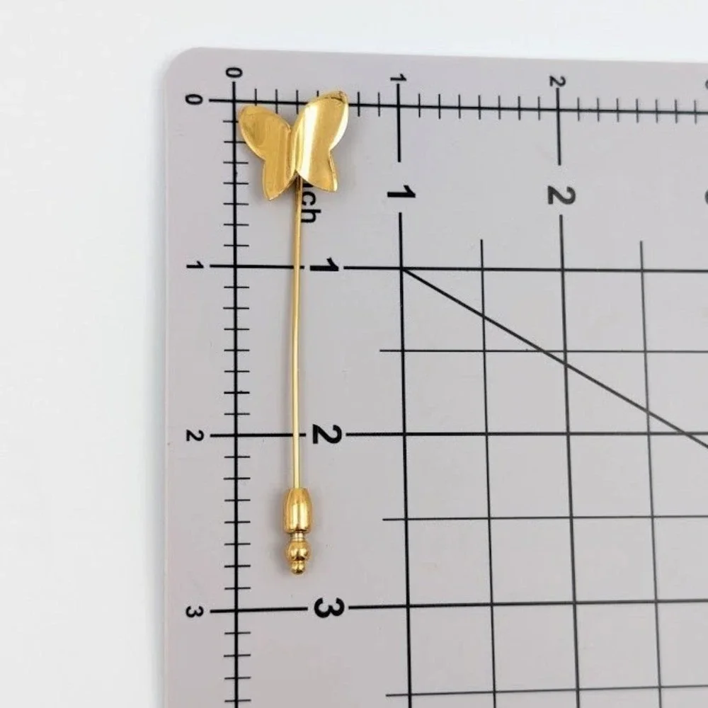 Vintage Crown Trifari Butterfly Stick Pin‎ Gold Tone Dainty Minimalist Spring